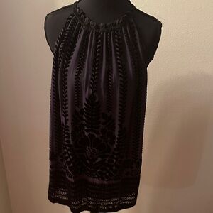 Max Studio Black Sleeveless Blouse with Floral Design